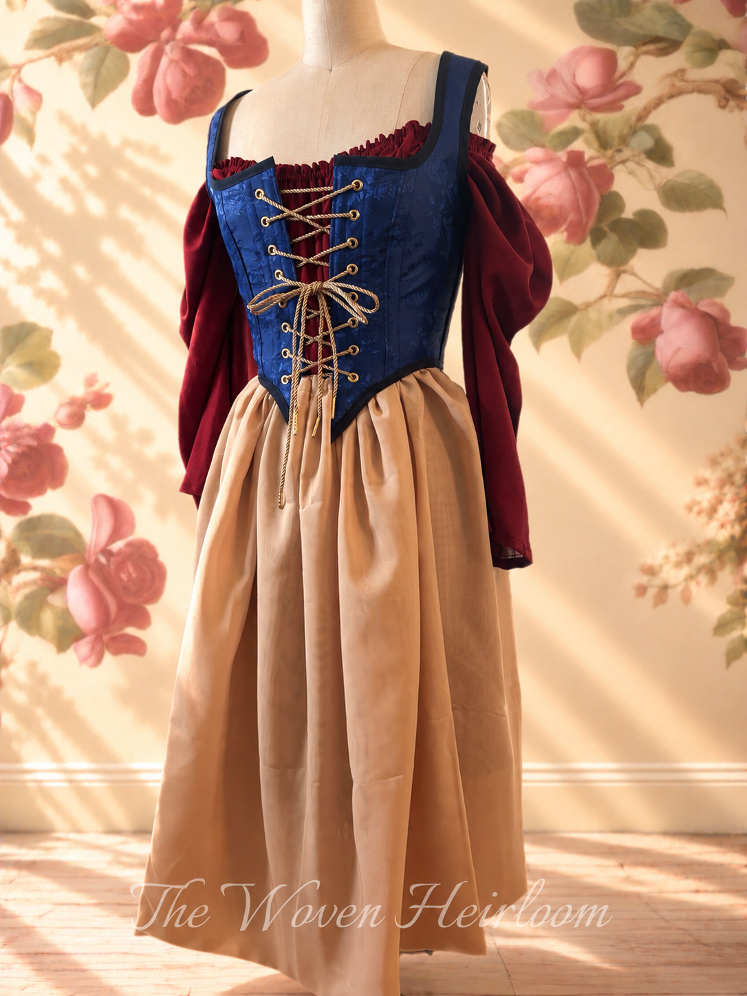 Snow White Inspired Renaissance Steel-Boned Corset Bodice, Skirt, and Chemise | Lace-Up Waist Cincher