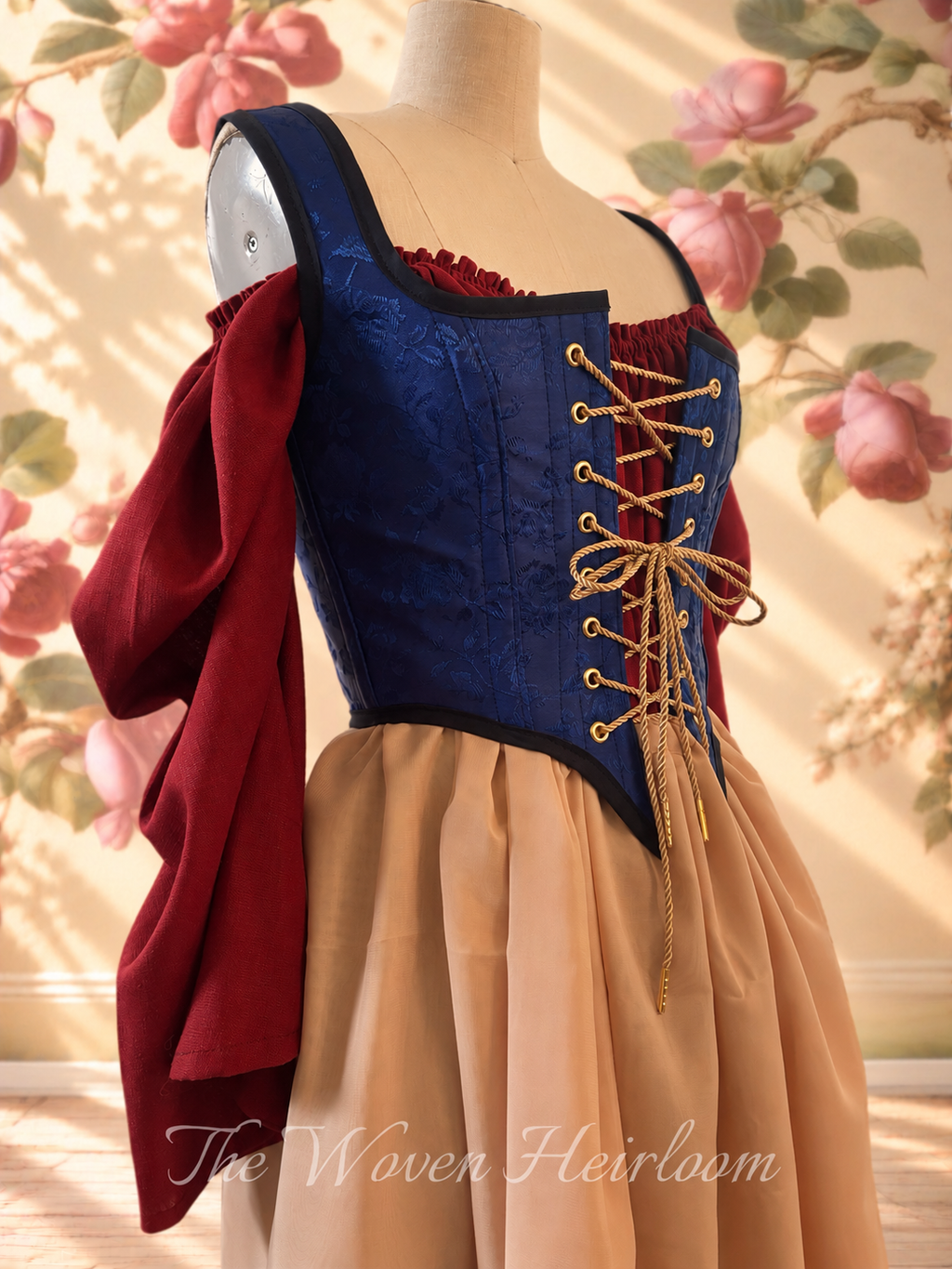 Snow White Inspired Renaissance Steel-Boned Corset Bodice, Skirt, and Chemise | Lace-Up Waist Cincher